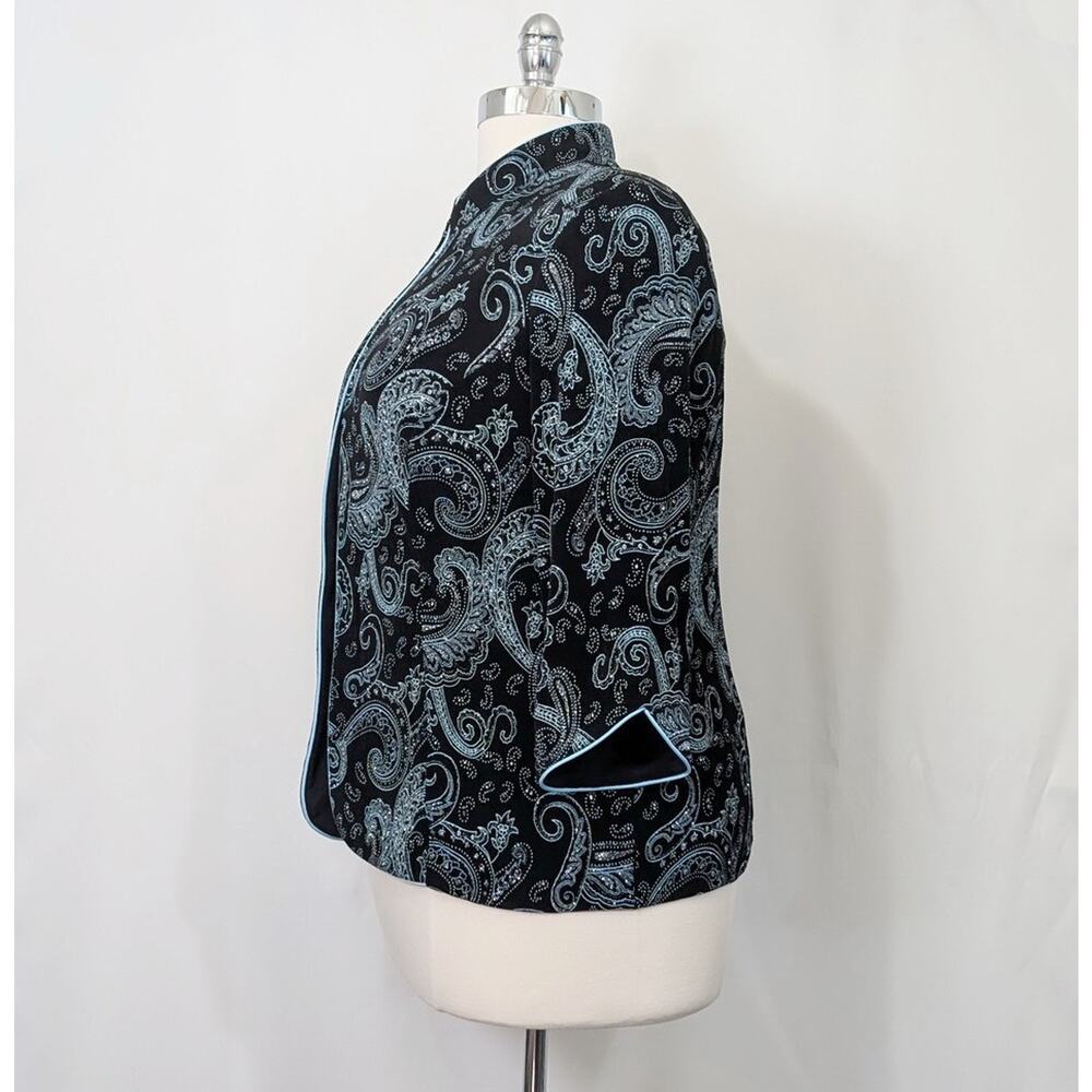 Alex Evenings 2 Piece Set Jacket Shell Black Blue Glitter Women's Size 2X - Picture 3 of 8